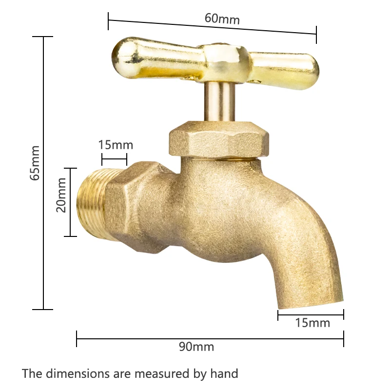 TMOK Single Outlet Brass Faucet  for Garden Irrigation T-type Rotation Shut-off Valve Water Tap