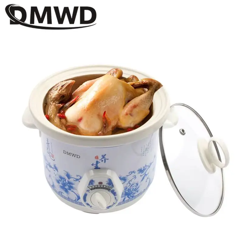 Household Electric Stew Pot 1.5L/2.5L Slow Cooker Automatic Porridge Stewing Soup Pot Casserole White Ceramic Liner 8 Menu 220V