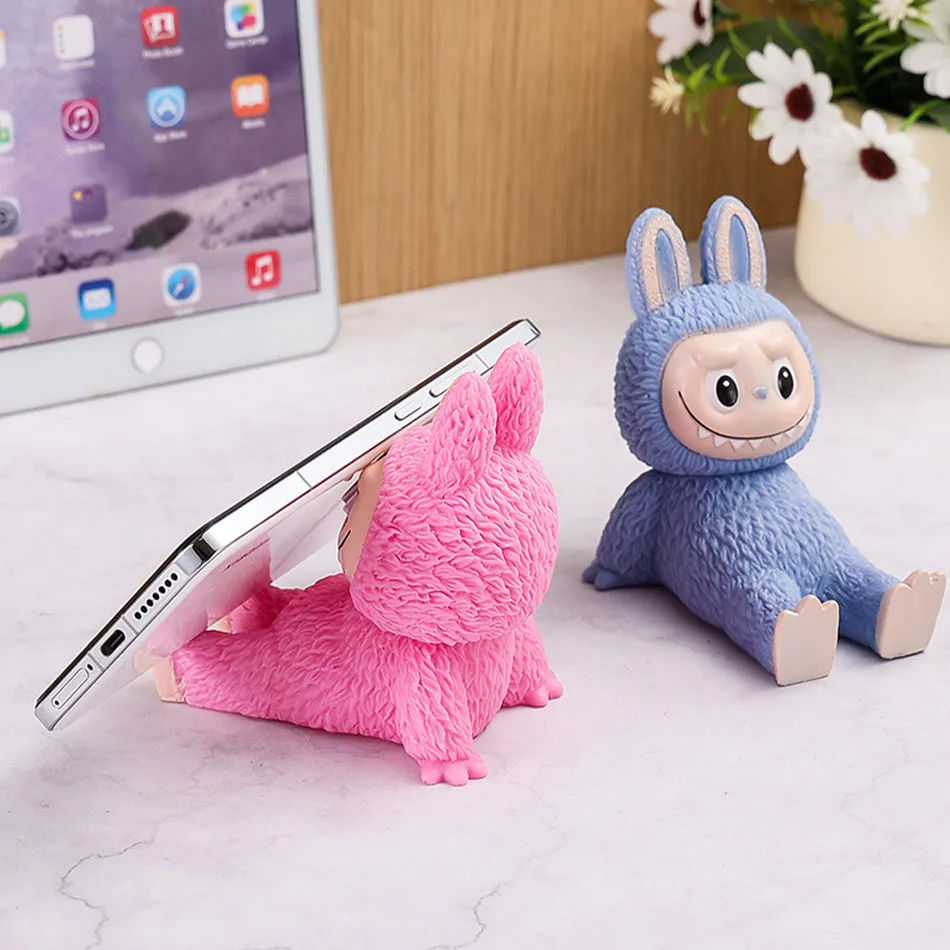 New The Monsters LABUBU Phone Holder Desktop Anime Ornaments Watching Tv Cartoon Phone Support Cute Doll Girls Gifts