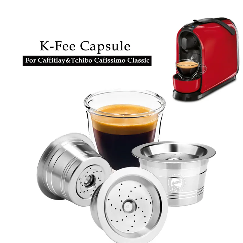 ICafilas ECO-Friendly STAINLESS STEE for K Fee for Caffitaly Refilable Filter tamper Reusable Coffee Capsule Fit Tchibo Machine