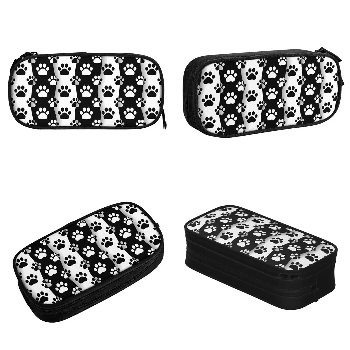 Pet Prints Dog Cat Paw Pencil Case Cute Puppy Foot Pen Box Bags Girl Boy Large Storage Students School Zipper Pencil Box