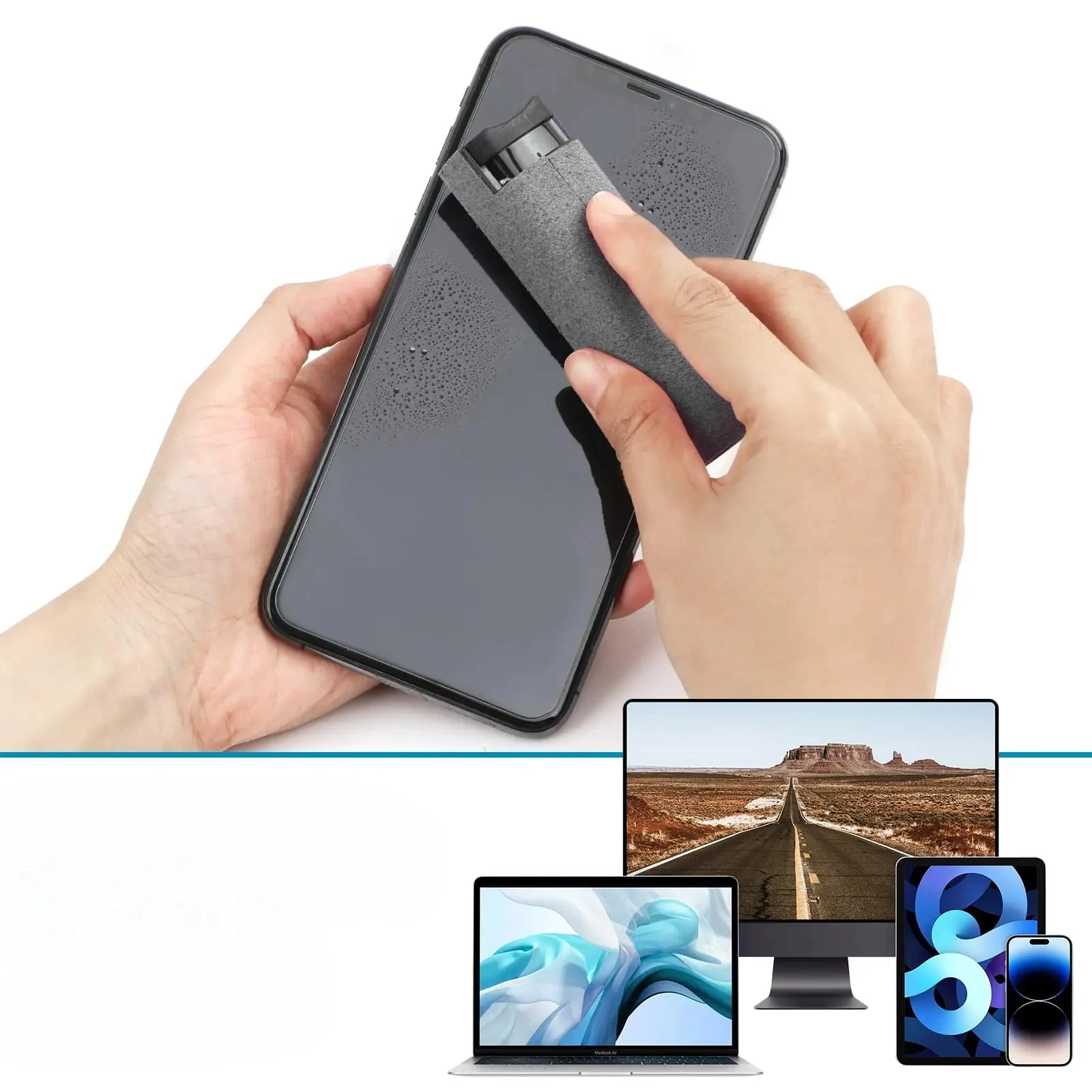 2-In-1 Screen Cleaner Spray Bottle Set iPad Phone Computer Dust Removal Microfiber Cloth Wipe Without Liquid