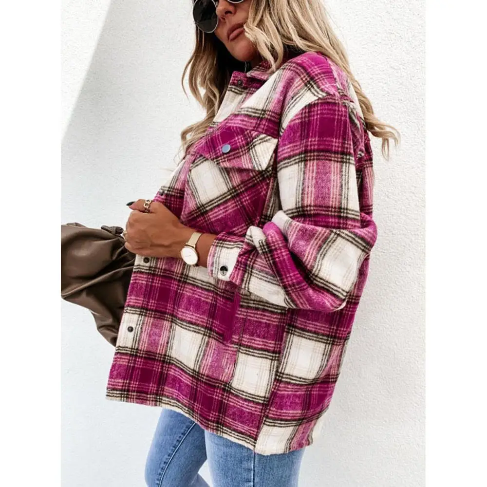 Cheered Long irt Jaet Casual Sle polyestervezel recht gesneden halflange jas voor dames met omgeslagen kraag en enkele...