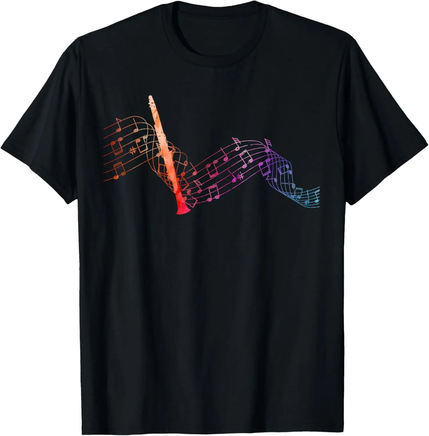 Colorful Clarinet on Music sheet for Clarinetist T-Shirt