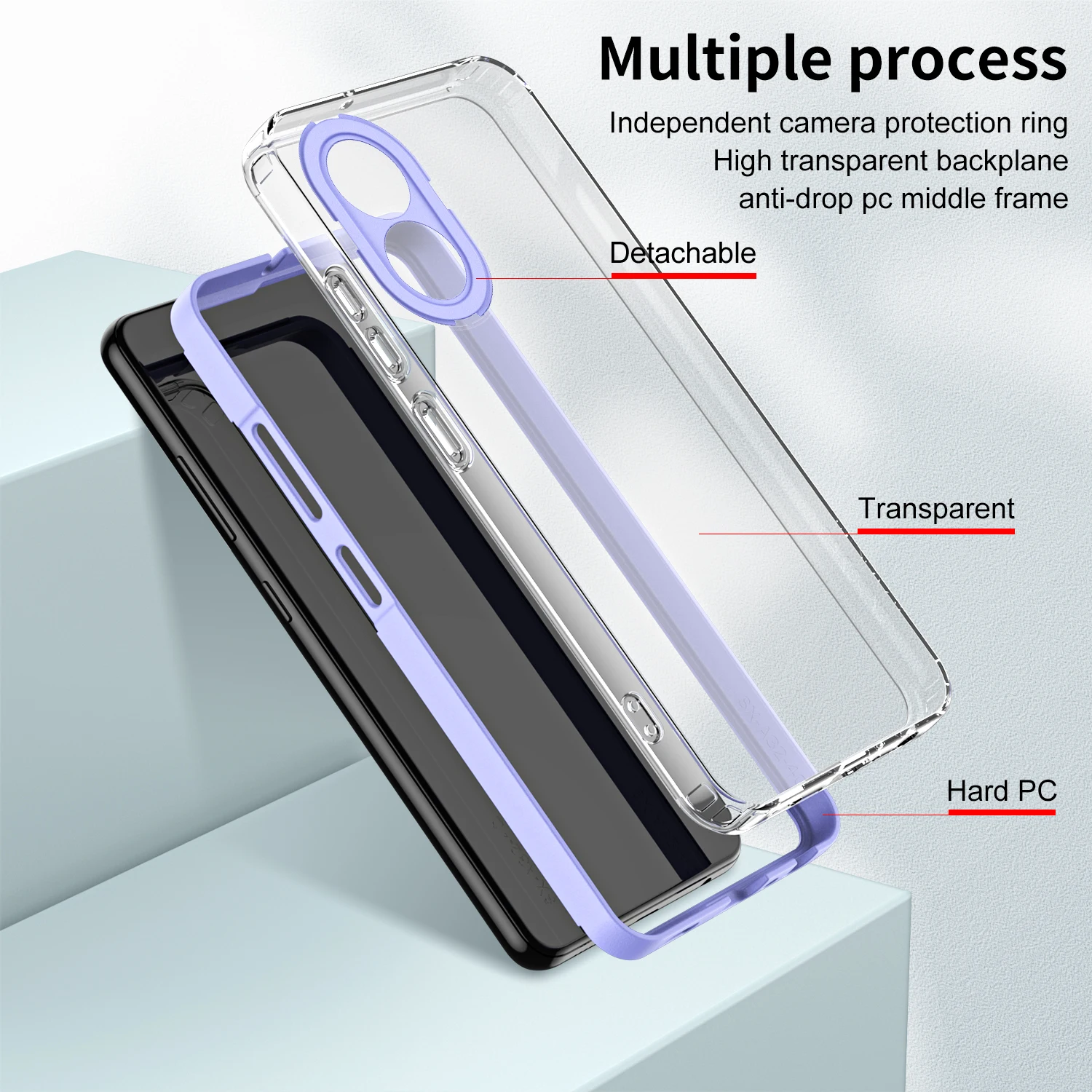 3 IN 1 Frame Clear Case for OPPO A17 4G Luxury Transparent Soft Silicone Hard Back Shockproof Phone Cover OPPO A17 A 17 17A 1 7