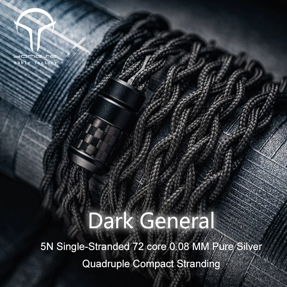 Angeldac x Yongse Dark General 4 Strand 5N Litz Pure Silver HiFi Audio Upgrade Cable Black PP Gauze Woven For IEMS Zero2  Celest