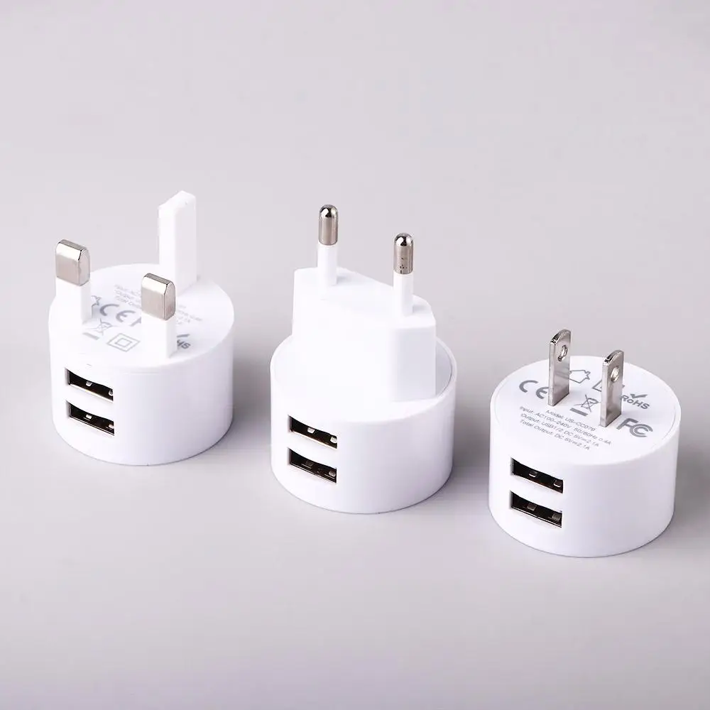 شاحن محول الهاتف المحمول محول صغير المزدوج Usb شاحن مستدير شاحن الهاتف المحمول الجدار شاحن دقيقة الاتحاد الأوروبي المملكة المتحدة الولايات المتحدة التوصيل