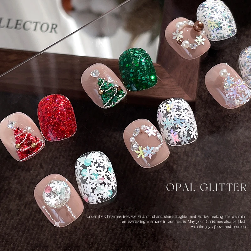 Kerst nagelglitter gemengd met sneeuwvlok laserpoeder goudfolie glitter winter glitter nageldecoratie sneeuwvlok nagelglitter