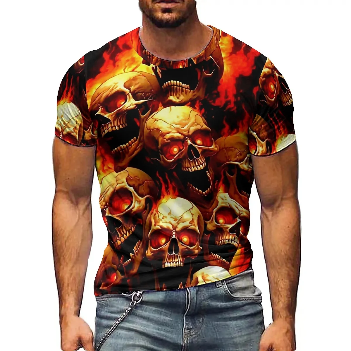 Men's 3D Printed Short Sleeve T-Shirt - Diversified Four-Season Tie-Dye, Pajama Crew Neck, Smooth Fabric