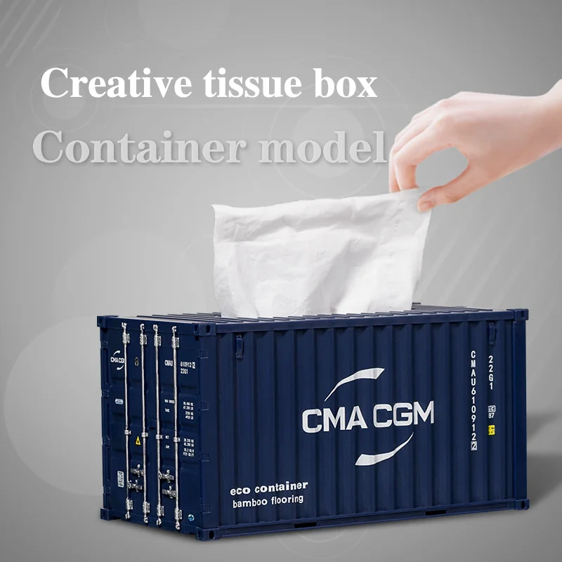 

20ft Shipping Container Tissue Box Mini Container Ship Tissue Holder Case Cargo Logistics Container Maritimo Scale Model Box