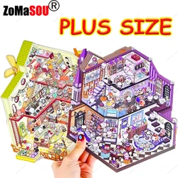 Plus Size Kasteel Thema Miniatuur Scène Sticker 2.5D 3D Landschapsarchitectuur Stickers Visuele Stapelstickers Kerstcadeau voor kinderen