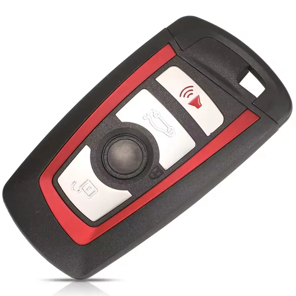 حافظة مفاتيح مناسبة لسيارات BMW 4 key 3 Series 5 Series F Card حافظة مفاتيح السيارة الذكية للتحكم عن بعد، غطاء بديل، مؤخرة القرن الأحمر