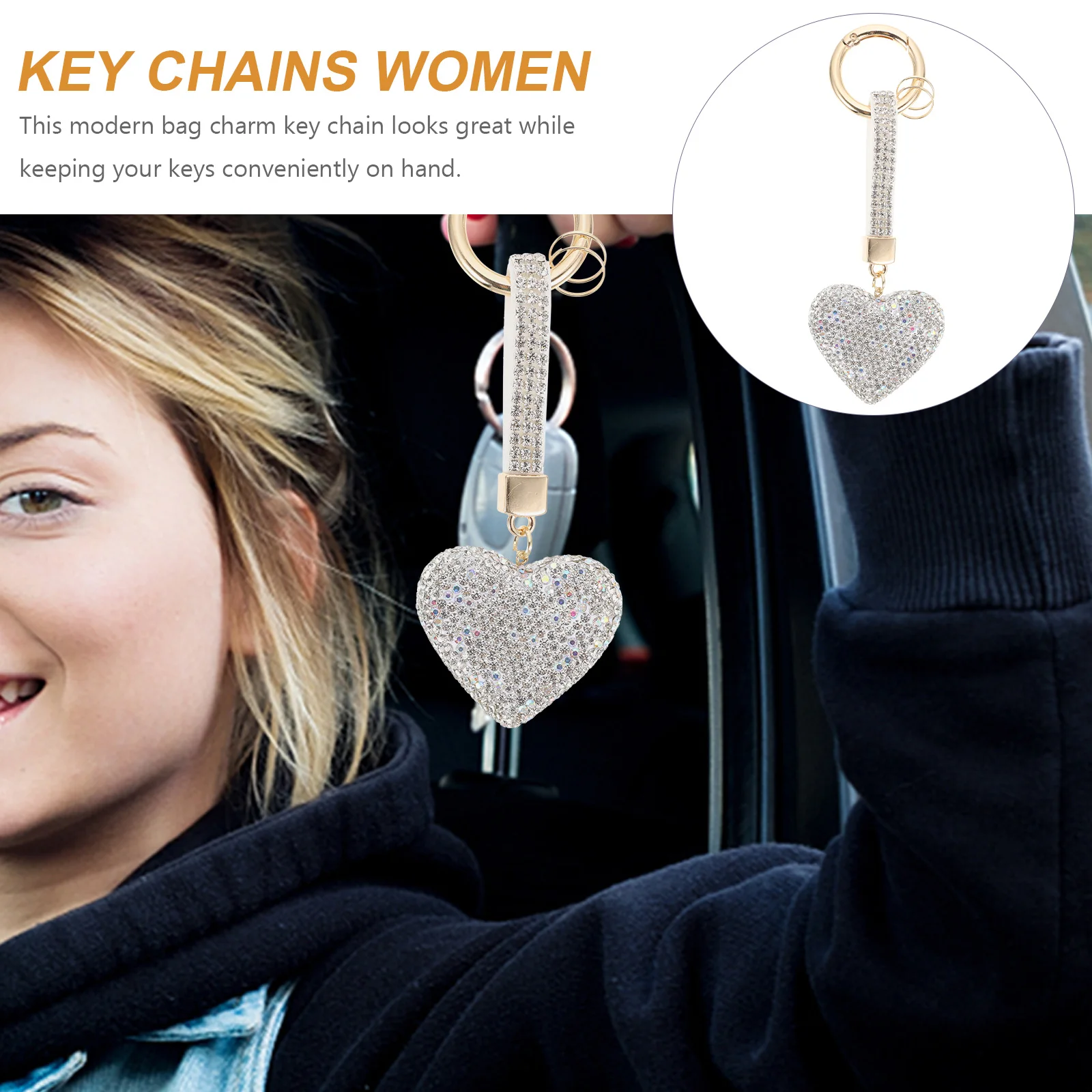 

Rhinestone Heart Crystal Accessories Bling Key Ring Purse Charm Women Car Keychain For Keys Keys Decor Wallet Chain