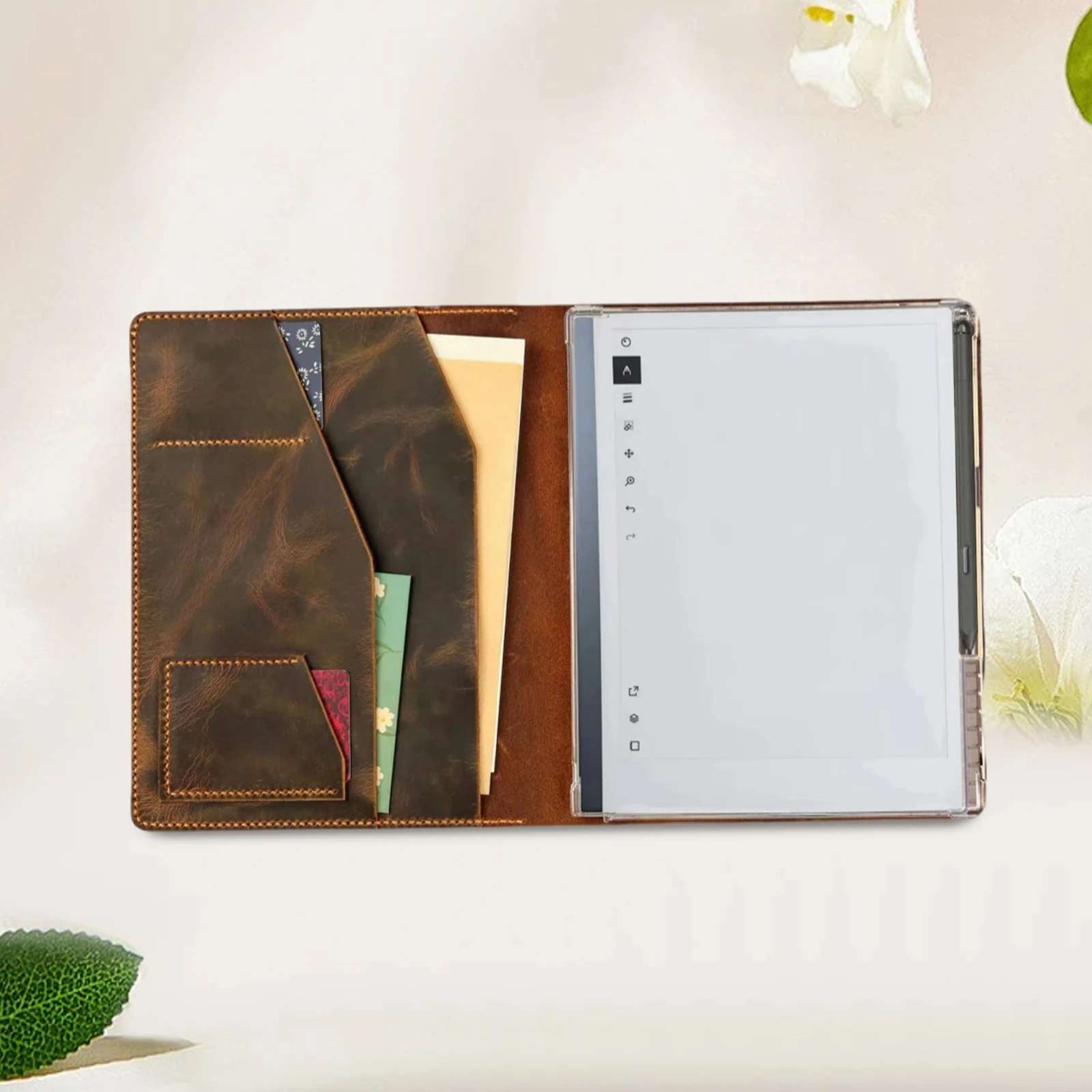 New Personalized Genuine Leather Folio Case for ReMarkable Paper Pro Protective Shell with Pen Holder