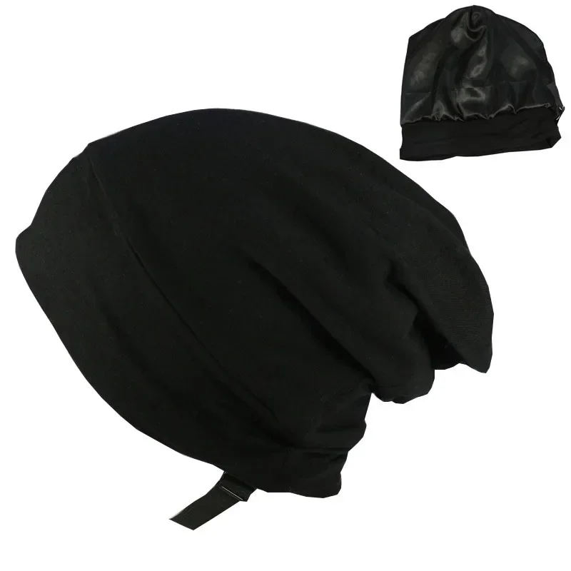 

Adjustable elastic beaded pullover cap, Women's cross - border European and American Satin hat