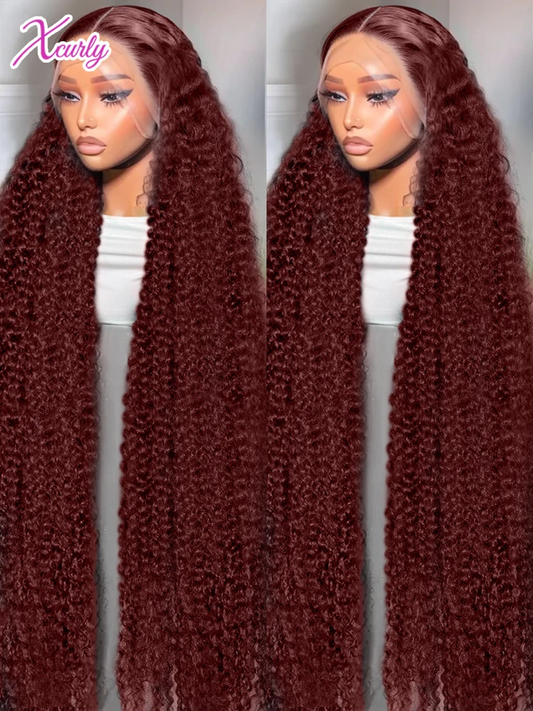 Xcurly 250% Reddish Brown Deep Wave 13x6 HD Lace Front Human Hair Wigs For Women Water Curly 13x4 Lace Frontal Wig Pre Plucked