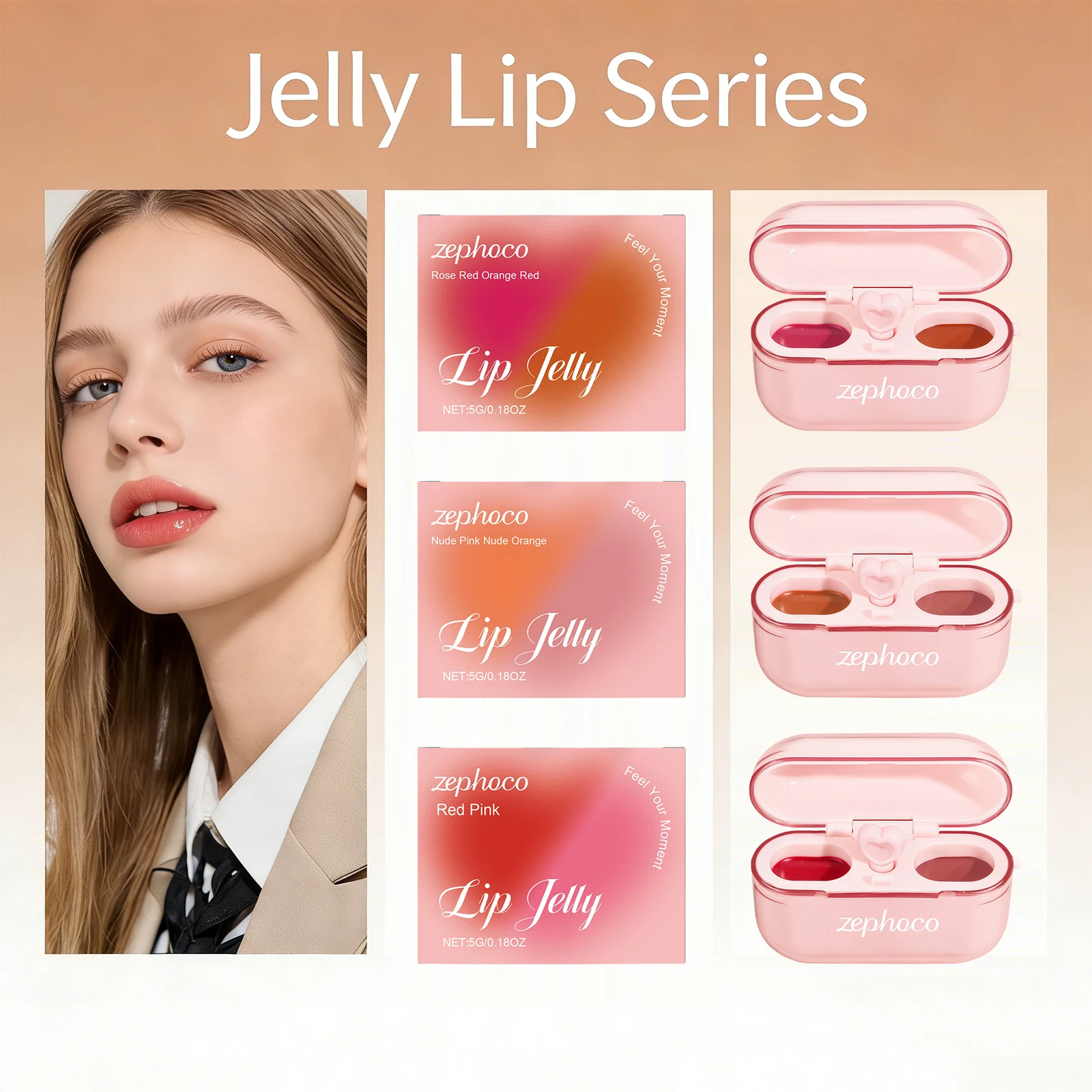 Two-Color Jelly Lip Gloss Plumping & Moisturizing Long Lasting Smooth Lip Makeup Cosmetics Shiny Lip Oil Lipstick