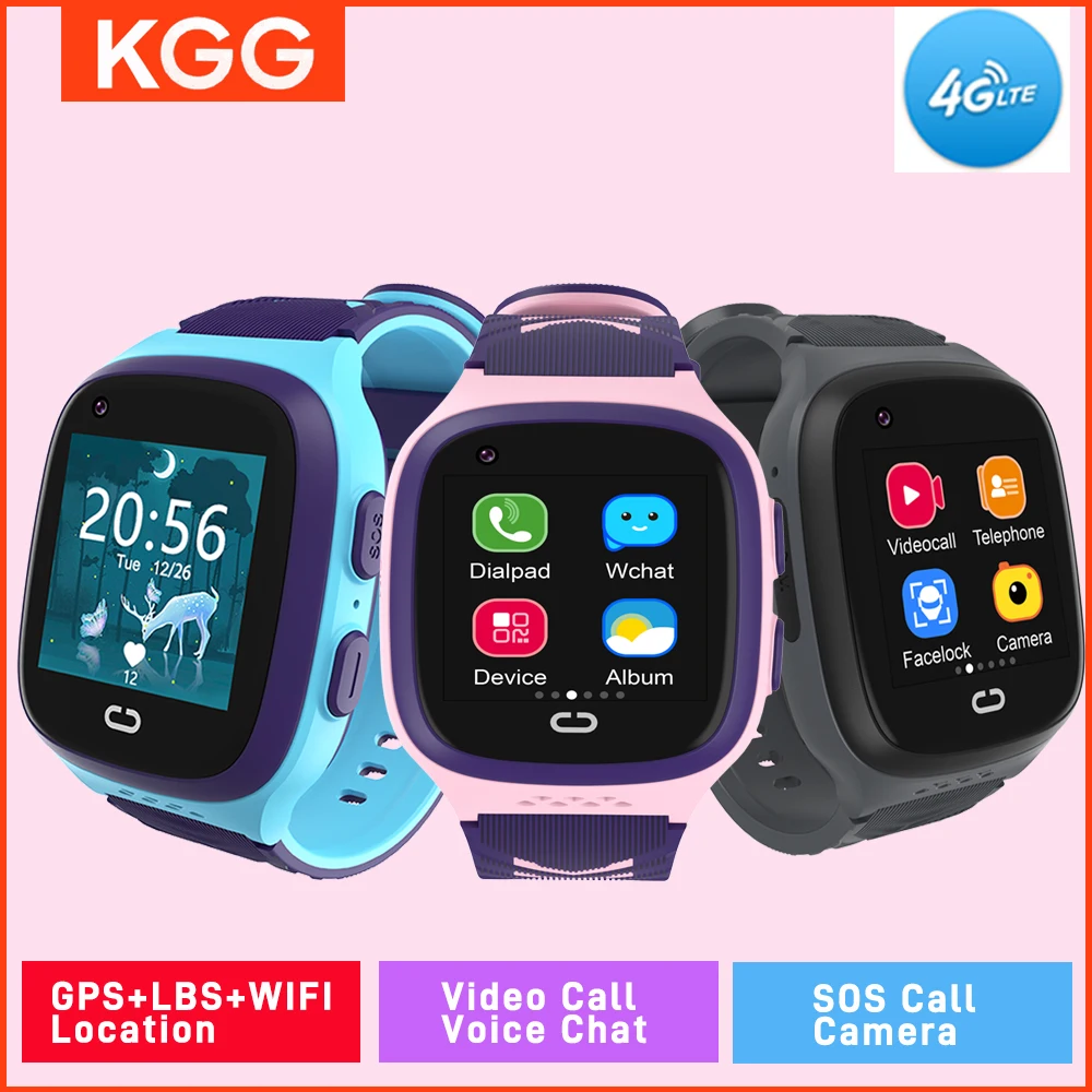 

4G Детские Смарт-часы Wi-Fi SOS GPS-трекер Видеозвонок HD Сенсорный экран IP67 Водонепроницаемые Детские Смарт-часы для девочек и мальчиков Подарки