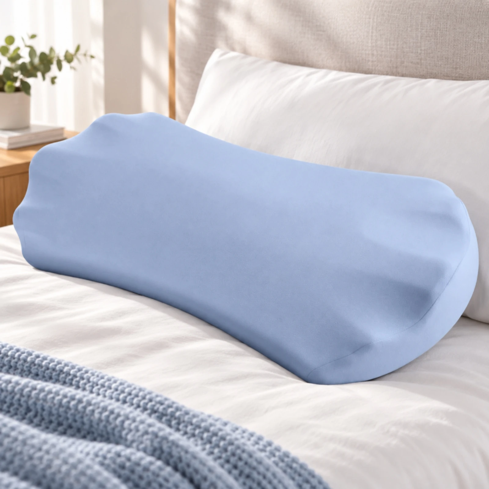 Memory Foam Lumbar Pillow Spinal Alignment Contoured Lumbar Pillow with Memory Foam Filling Leg Elevation Support Side Sleeper