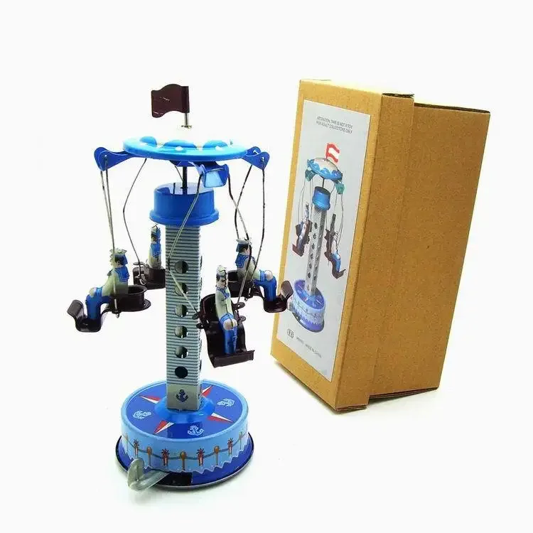 [Best]Adult Collection Retro Wind up toy Metal Tin Naval Training Rotating Tower Mechanical toy Clockwork toy figures model gift