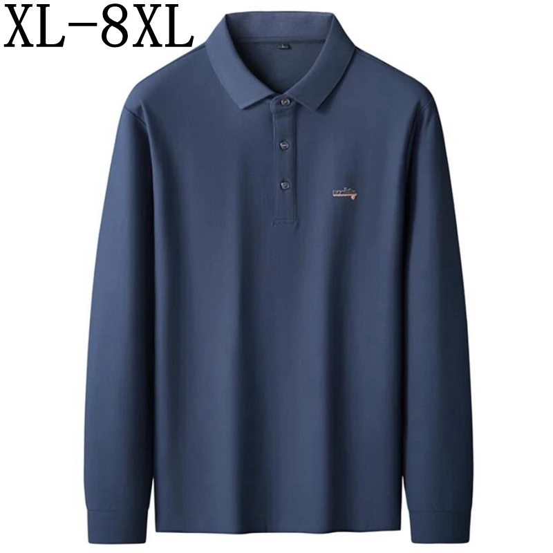 8XL 7XL 6XL 2024 New Autumn High End Luxury 100% Cotton Shirts For Men Business Mens Polo Shirts Casual Loose Male Clothing