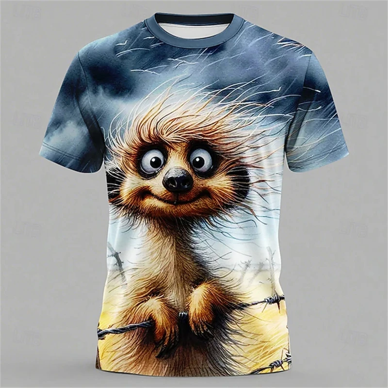 

New Funny Animal Graphic Men's Oversized T-Shirt Casual Cartoon Animal 3D Printed T Shirts For Men Short Sleeve Tee Shirt Men
