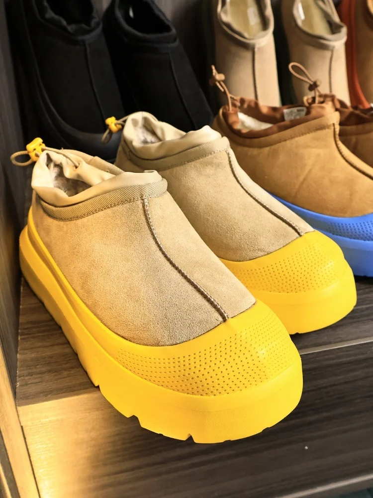 

Thickened Fleece Lined Anti-Slip Warm Casual Shoes for Men Color Block Design Easy to Wear Low Cut Comfortable Breathable