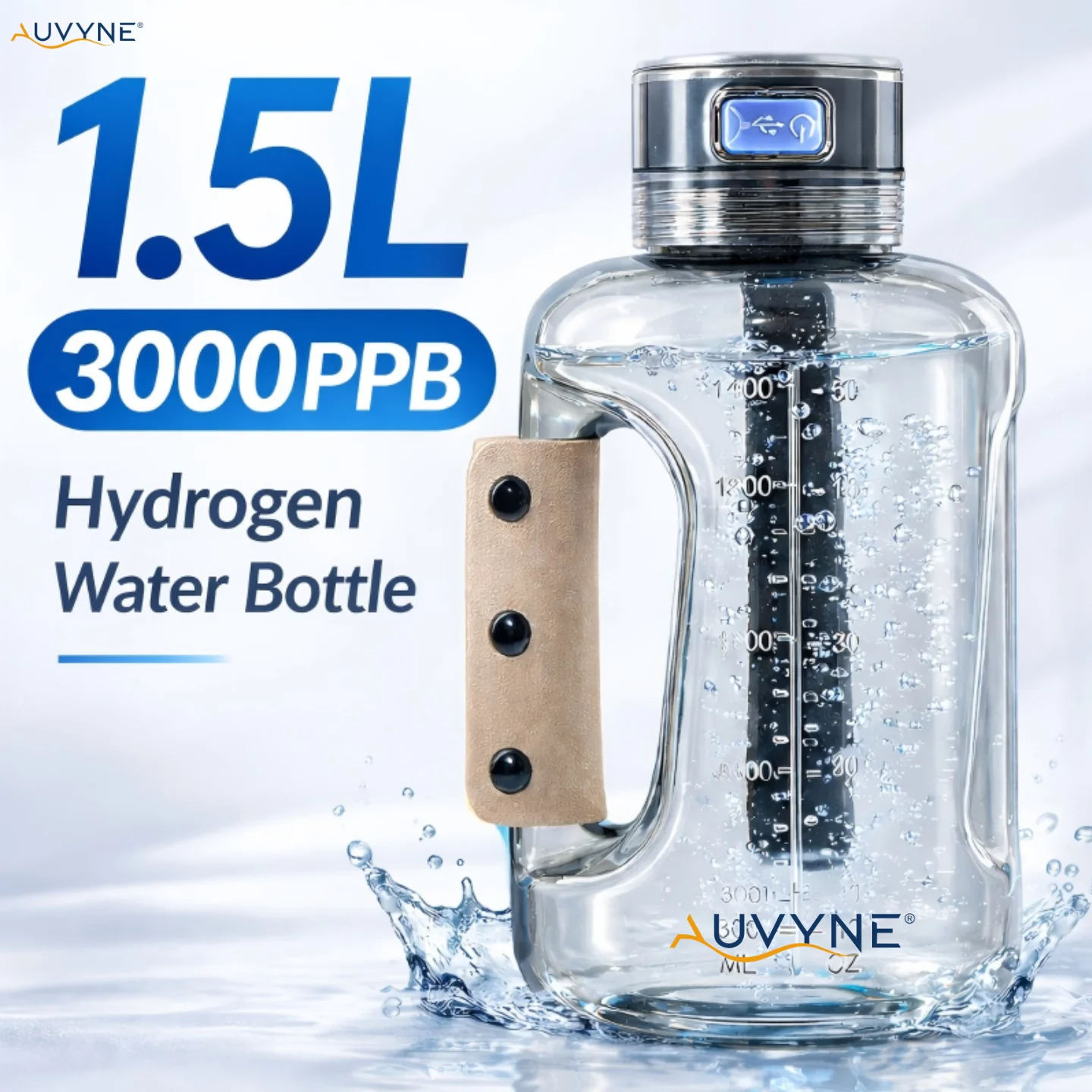 Image of Wasserstoff-Wasserflasche 1,5L Tragbarer Wasserstoffreicher Wassergenerator Großvolumiger Sportbecher für Fitness und Outdoor-Aktivitäten