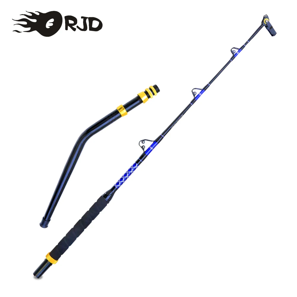 ORJD Sea Fishing Trolling Rod 117cm Length 3+1 Guides EVA Handle Rotating Top Guide Eye Big Game Rod With Straight Bent Butt