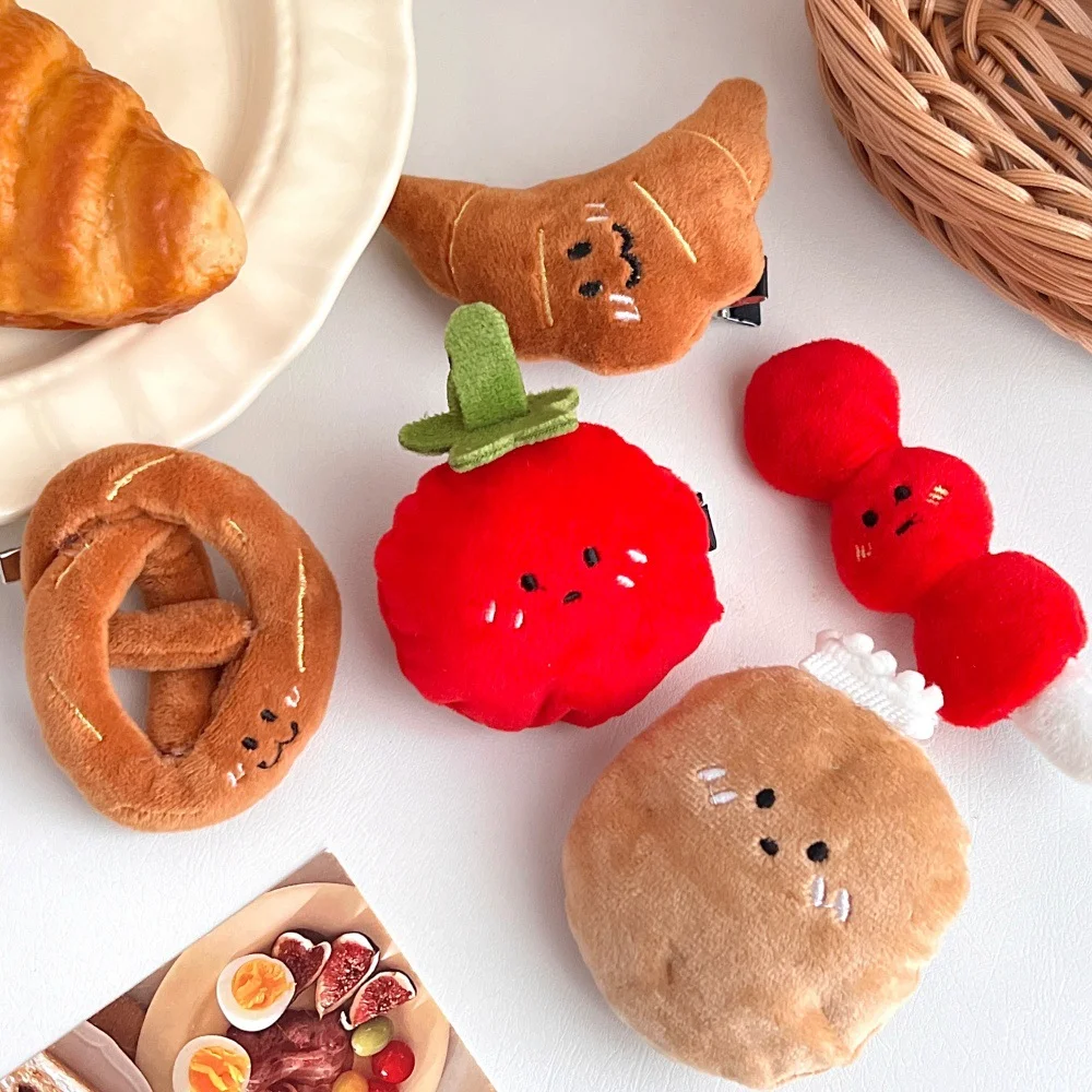 Pinza de Pelo de Peluche TY para Niñas, Accesorio Versátil para el Pelo, Diseño Lindo de Pan de Dibujos Animados y Espino Confitado