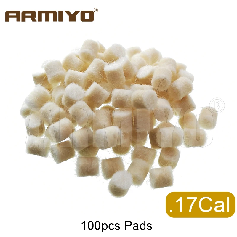 Armiyo .17Cal 5.56mm ~ 9mm .45Cal 100Pcs Wool Felt Polishing Pad Without Hole Bore Mop Brush Gun Barrel Cleaning Tool Hunting