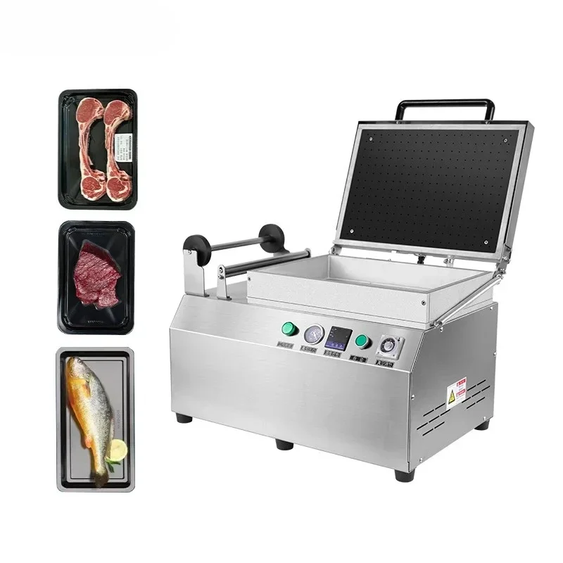 

Heavy-duty HVT-320TS for 2 Trays Chicken Fish Sealing Machine Tray Film Sealer Vacuum Packaging Automatic Vacuum Machine
