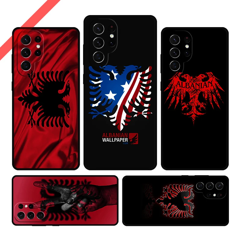 Albania Flag Eagle Phone Case For Samsung Galaxy S20 FE S21 S10 S23 Plus S24 S22 Ultra Coque Note20 Note10 S9 S8 Cover Capa