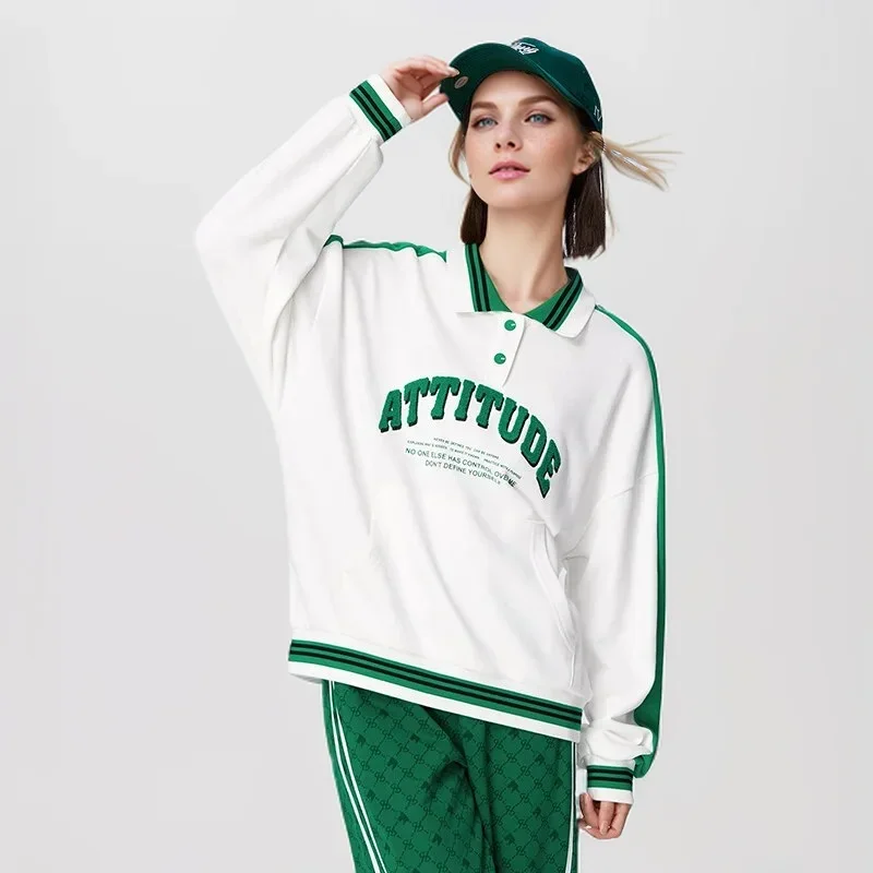 Semir 2024  POLO Shirt Women Oversize Letter printed Contrasted Color Sports Fashion basic New Spring Tops Shirt