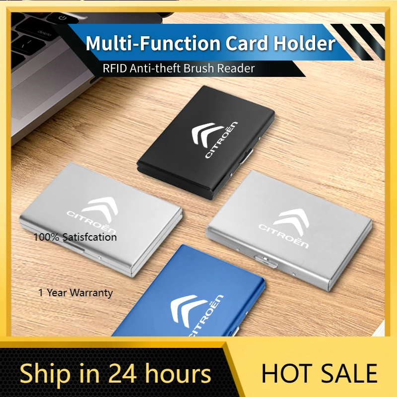 

2026 Hot Car Sticker Car Logo Business Cardcase Holder Stainless Steel Multi Wallet Slim Credit ID Card Case Box Holder For Citr
