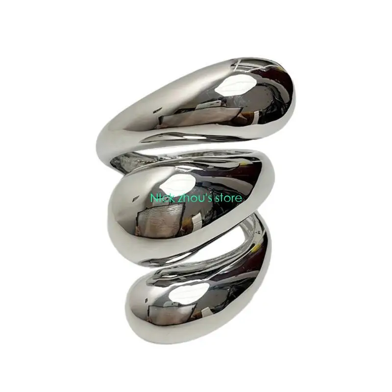 E15E سوار فاسق مبالغ فيه أساور واسعة قابلة للتعديل افتتاح أساور هندسية الذراع سوار المعصم مجوهرات مثالية للنساء