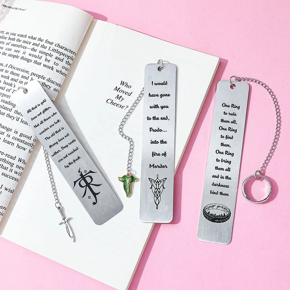 The Lord of the Rings: Text bookmark, ring pendant, reading accessories for fantasy novel reader, office supplie, bookmark gift