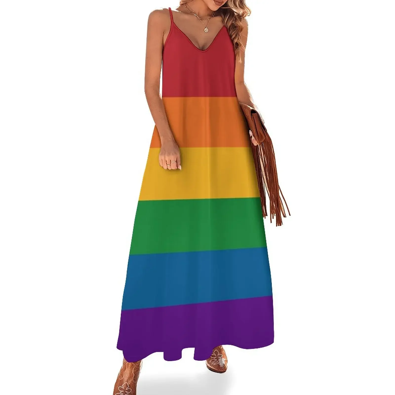 

Seamless Repeating LGBTQ Pride Rainbow Flag Background Sleeveless Dress cute dress summer dresses for women 2024 Dress