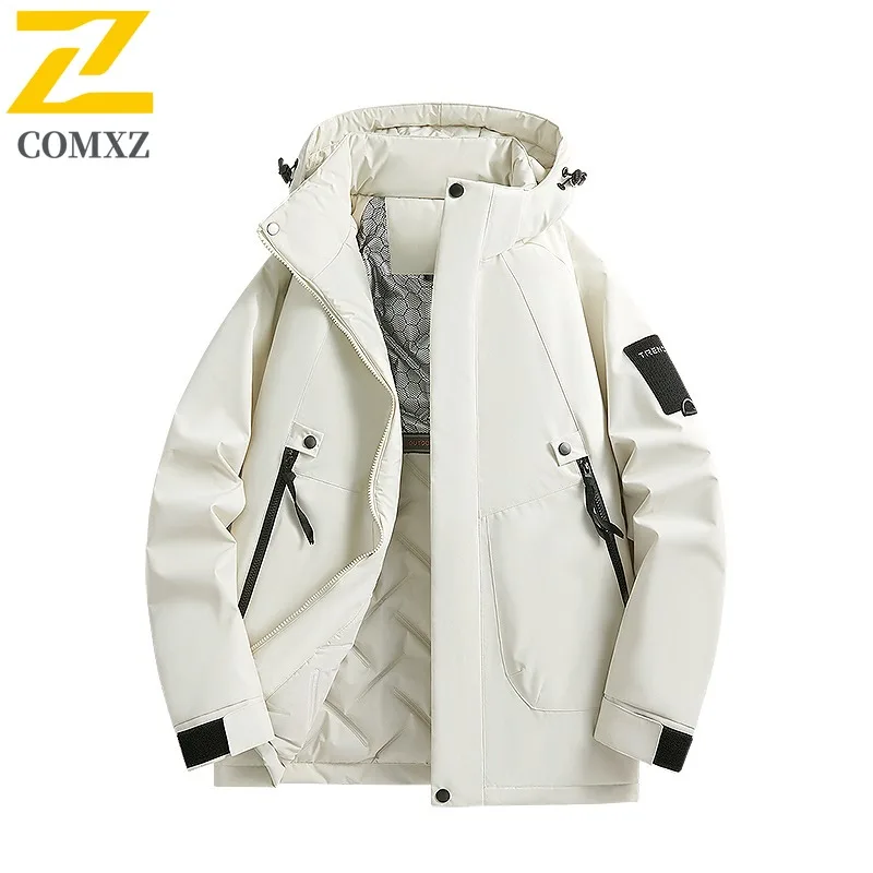Chaqueta acolchada de algodón de invierno para hombre, abrigo cálido con cuello levantado y plumón para pan, Parka térmica con capucha para nieve juvenil 2025