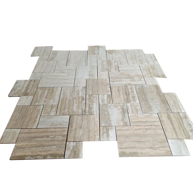 Modern Design Tumbled French Pattern Outdoor Paving Silver Grey Travertine Floors Pavers Stone Tiles