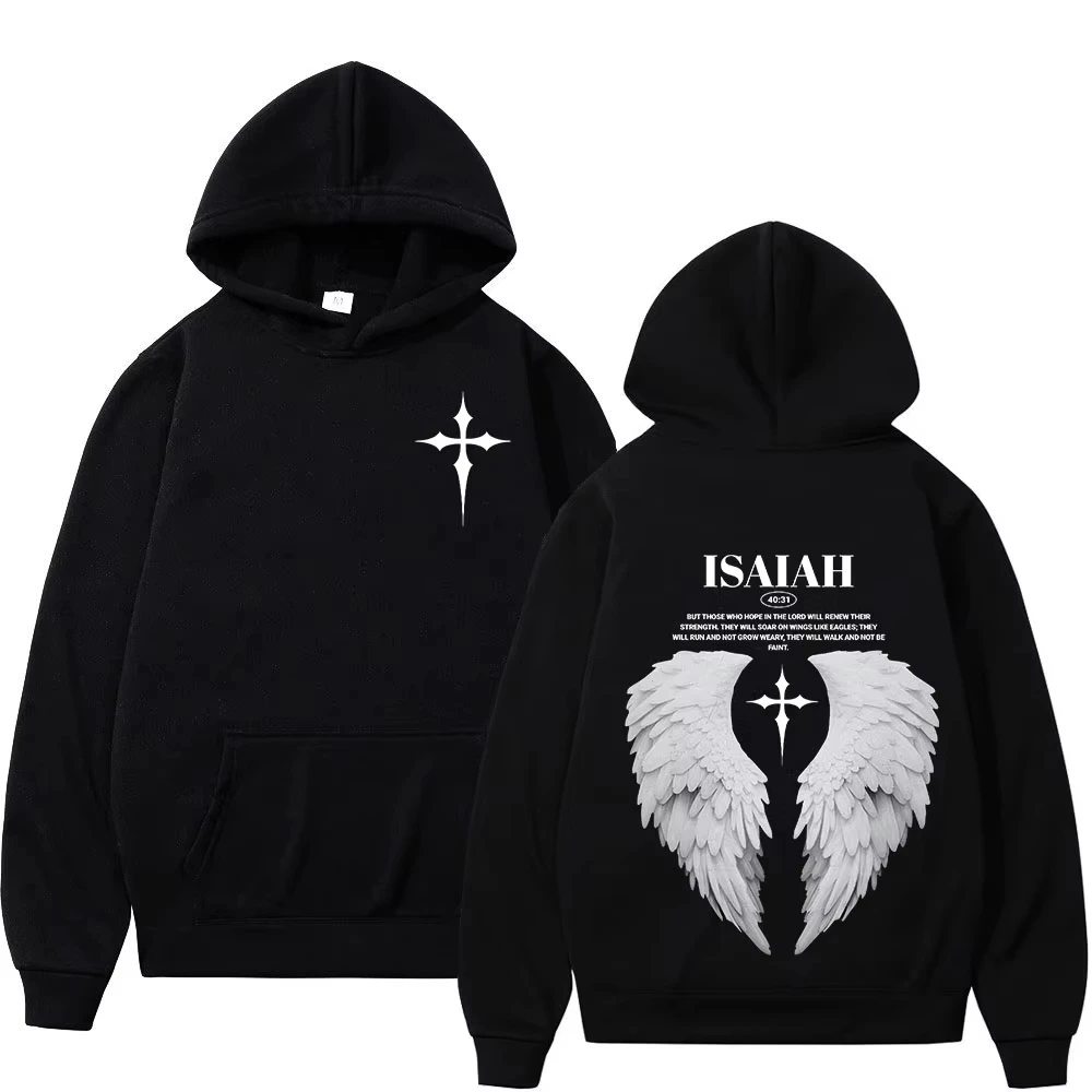Aesthetic Christian Jesus Wing Bible Verse Hoodies Men Women Fashion Harajuku Oversized Sweatshirt Casual Loose Pullovers