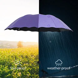 Magic Folding Umbrella with Rainwater Pattern Windproof and Sunshade Umbrella Outdoor Sports UV Protection Umbrella