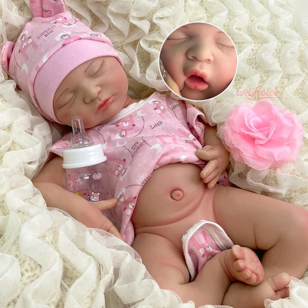 

45cm Soft Lifelike Silicone Reborn Baby Girl Handmade Can Use Pacifiers Washable Rebirth Doll for Alzheimer’s Patients