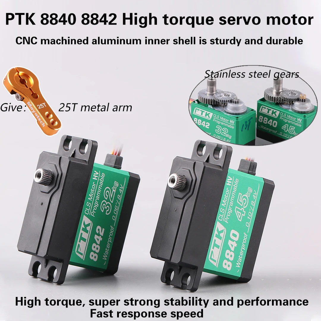 PTK 8840 8842 Metal Teeth CNC Machining Servo 32kg 45kg High Torque Mold Fixed Wing Servo