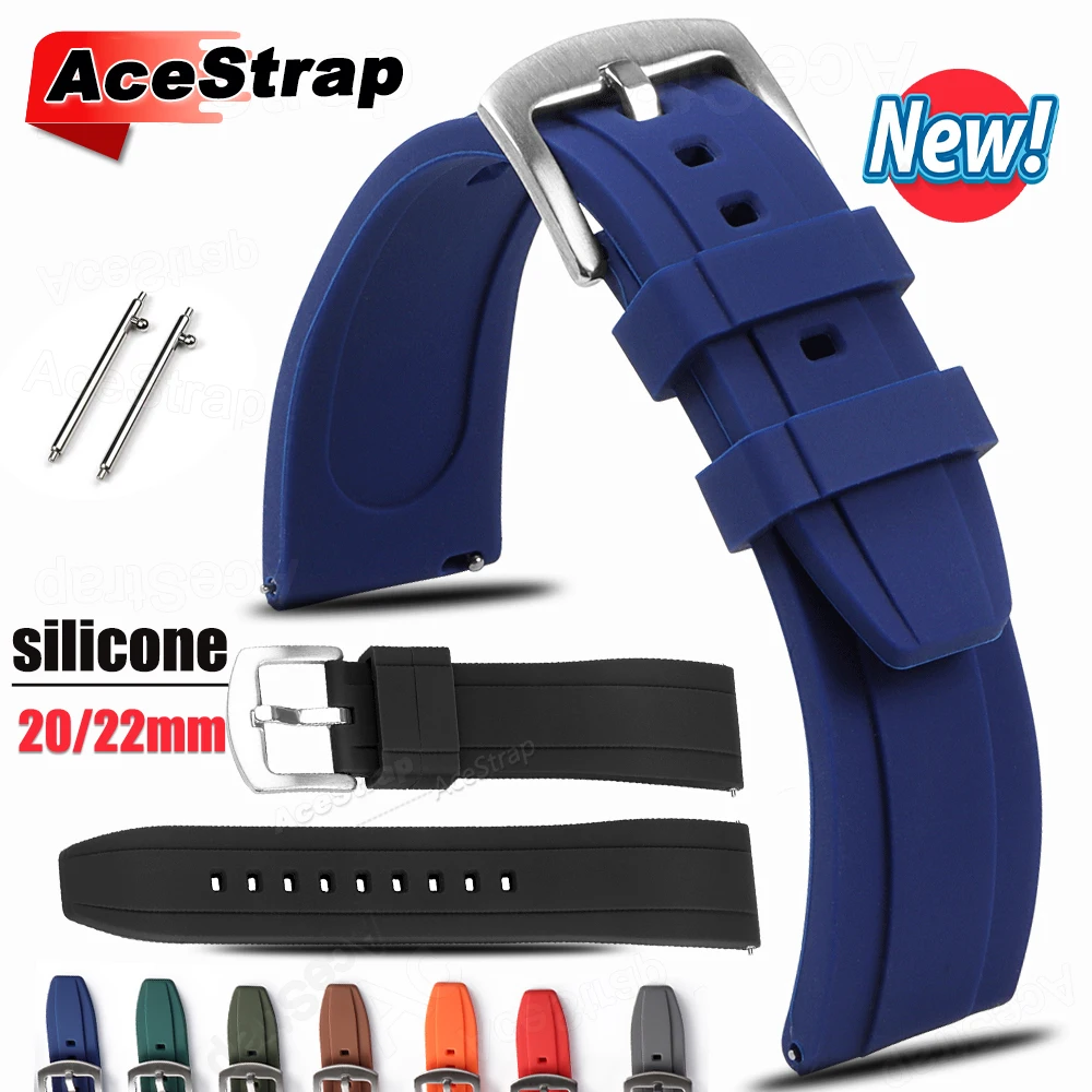 Soft Rubber Watch Strap 20mm 22mm for Seiko Bracelet for Rolex Sport Silicone Band Women Men Waterproof Wristband Accessories