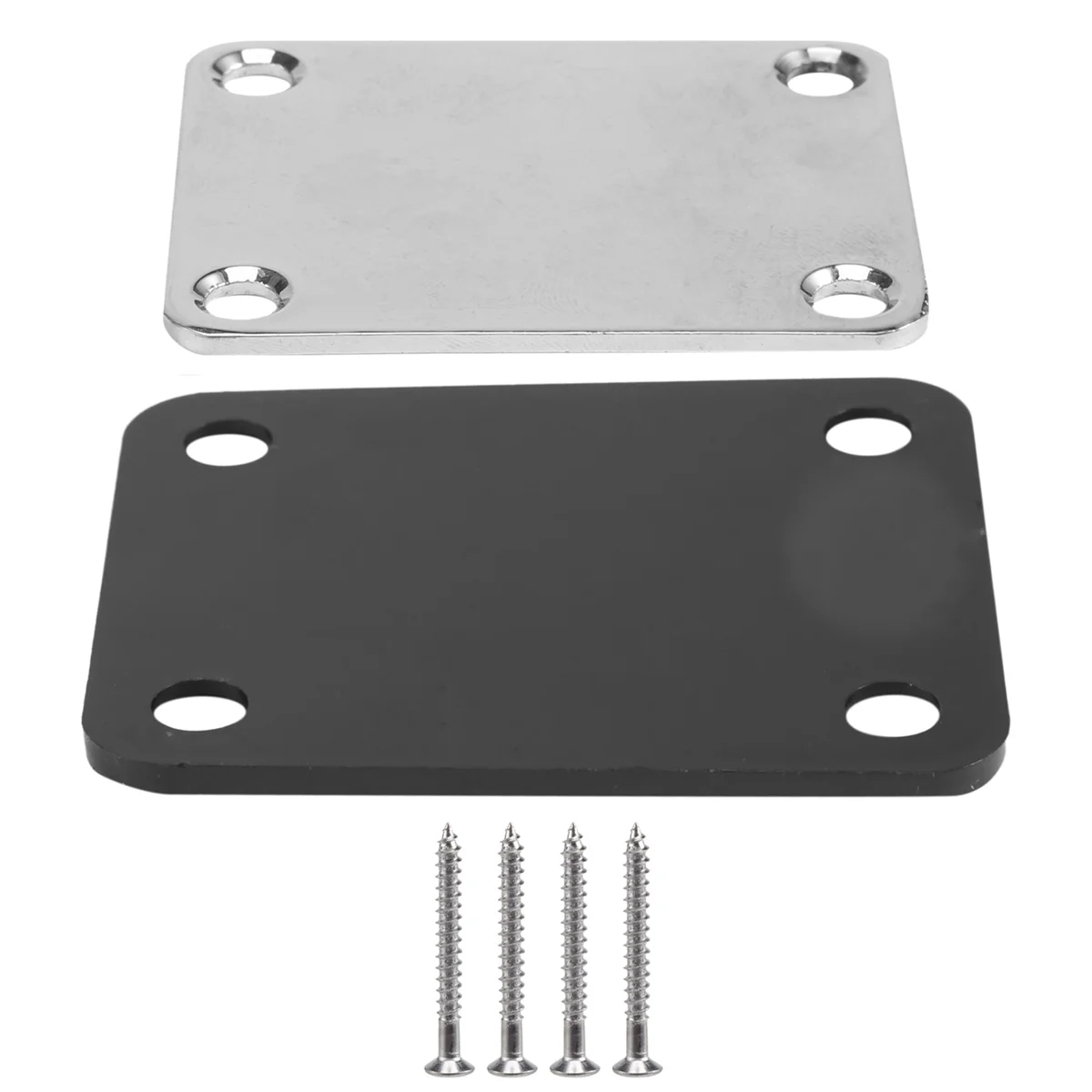 1 Set Electric Guitar Neck Plate with Screws for Strat Tele Guitar Precision,Jazz Bass Replacement, Chrome