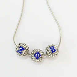 Blue white Enamel Greek Letters Zeta Phi Beta spacer beads Sorority necklace