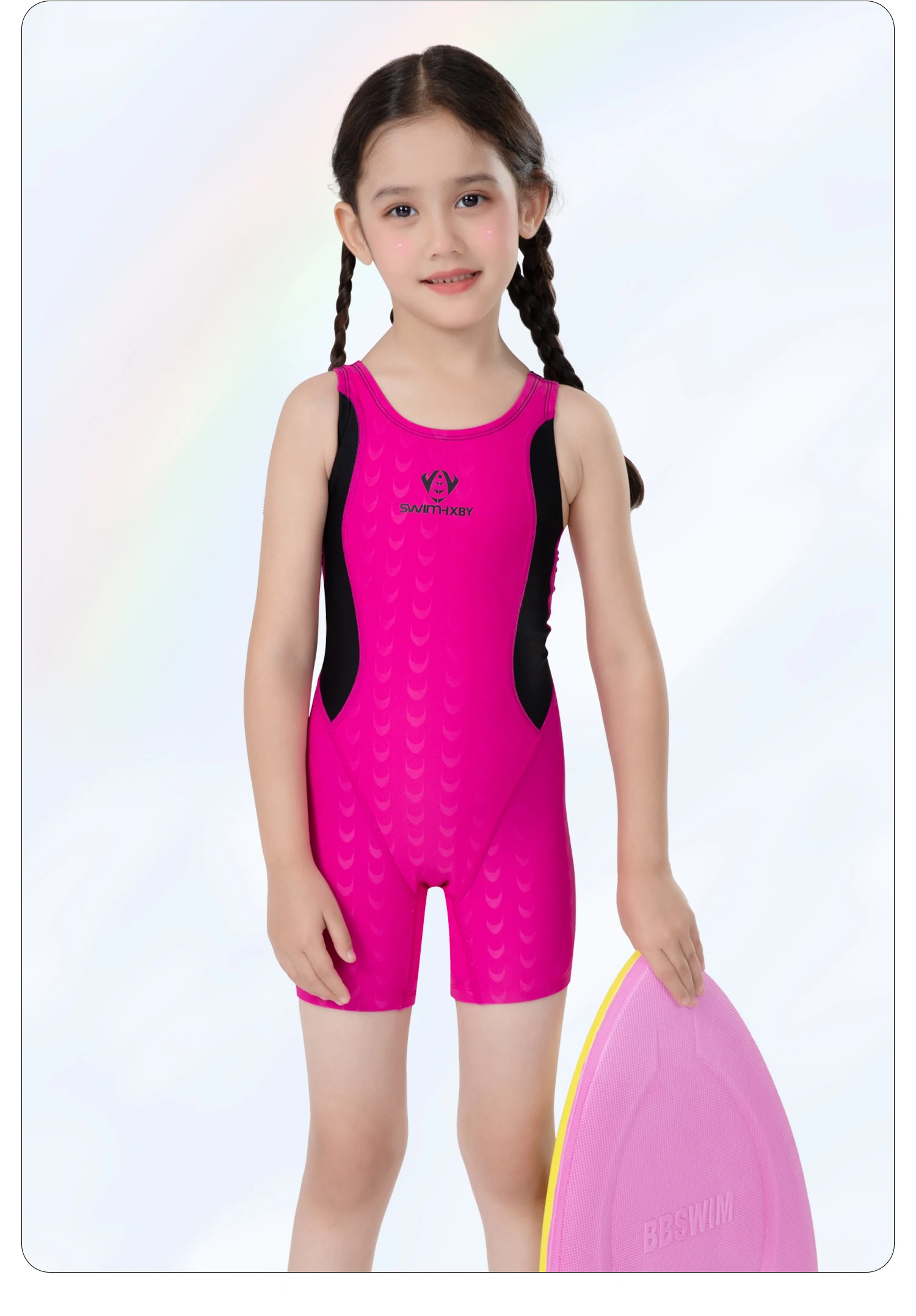 Meisje uit één stuk zonder mouw Professioneel buitenwatersport Competitief zwemkleding Knielengte sneldrogend strandzwempak