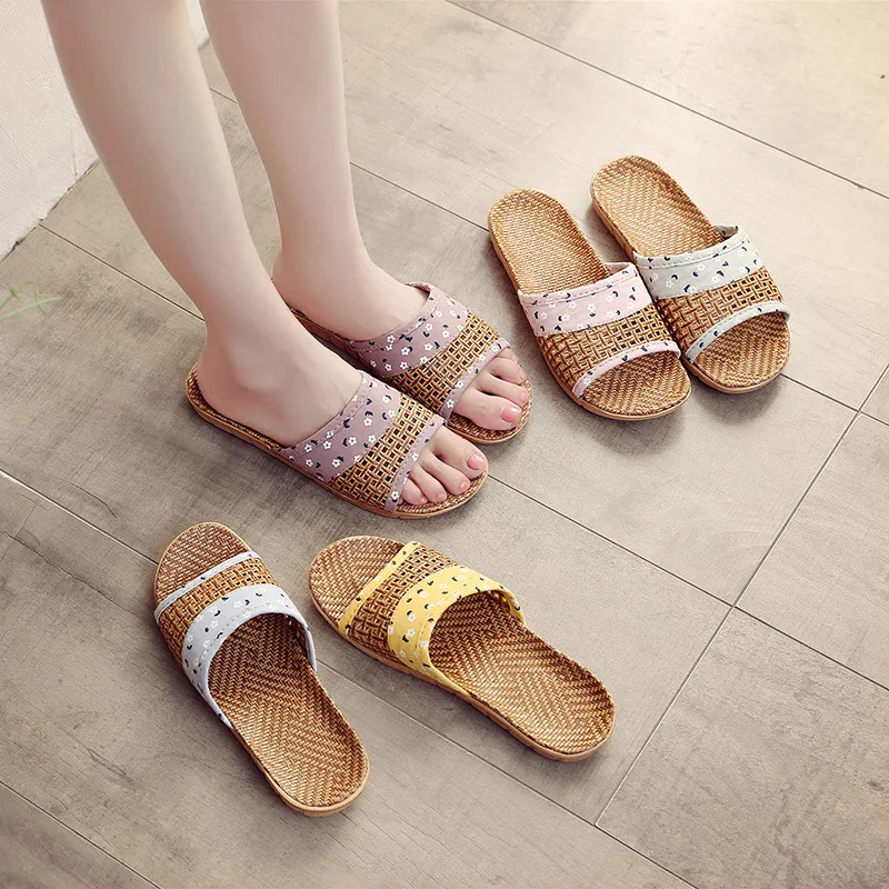 

Summer Indoor Home Furnishing Vine Grass Weaving Slippers, Non slip Linen, Summer Couple Home Office Bamboo