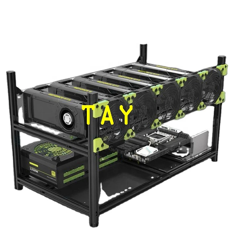 VEDDHA 6 GPU Mining Rig frame Aluminum Stackable Open Air AI Host Case Computer ETH Frame For Bitcoin Miner Unassemble Ethereum - Image 6